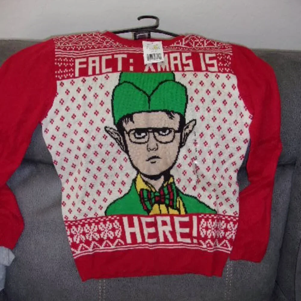 Dwight Schrute Fact Christmas Is Here Ugly Sweater Holiday The Office Small